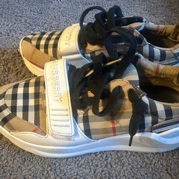 Burberry Shoes - Burberry Checkered Sneakers with Black and White Accents